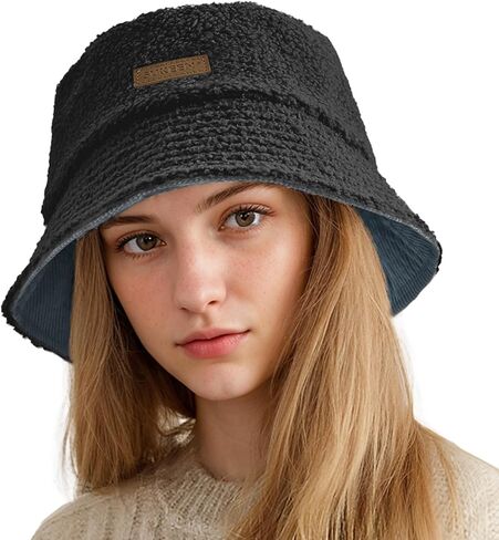 Sukeen Winter Bucket Hat for Women Men Double Side Wear Warm Hat Faux Fur Plush Winter Hat Trendy Fisherman Cap for Daily in Saudi Arabia