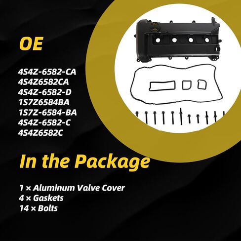 Aluminium Valve Cover Fit for Ford Focus, for Escape, for Transit Connect, for Mariner 2005-2013 2.0L 2.3L # 4S4Z-6582-CA, 4S4Z-6582-C, 4S4Z-6582-D, 1S7Z-6584-BA in Saudi Arabia