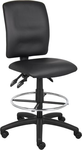 Boss Office Products B1645 Multi-Function LeatherPlus Drafting Stool without Arms in Black in Saudi Arabia