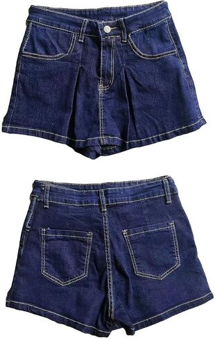 Womens Denim Jeans Skirt Shorts Mini Cargo High Waist Sexy Plus Size Pleated Skorts in Saudi Arabia