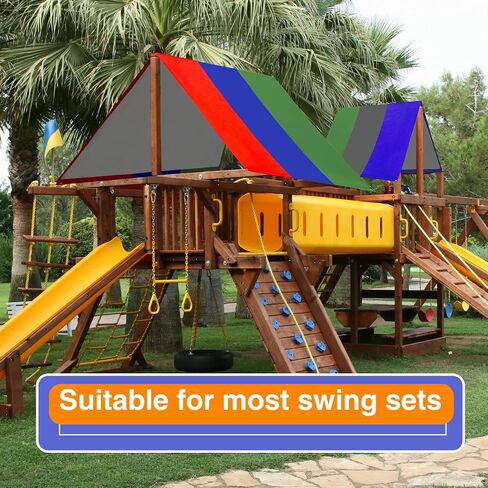 2 Pcs Playground Canopy Swingset Replacement Tarp Roof Waterproof Swing Set Tarp Sunshade UV Protection Cover for Kids Outdoor Playground Playset Accessories, 52 × 90 in in Saudi Arabia