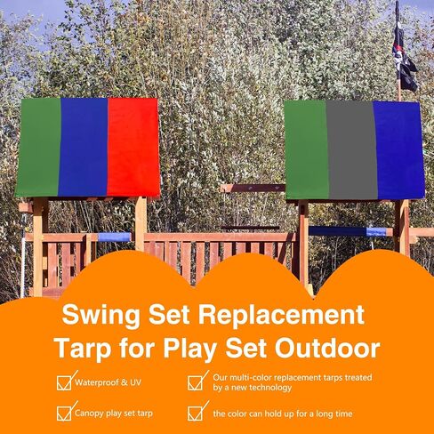 2 Pcs Playground Canopy Swingset Replacement Tarp Roof Waterproof Swing Set Tarp Sunshade UV Protection Cover for Kids Outdoor Playground Playset Accessories, 52 × 90 in in Saudi Arabia