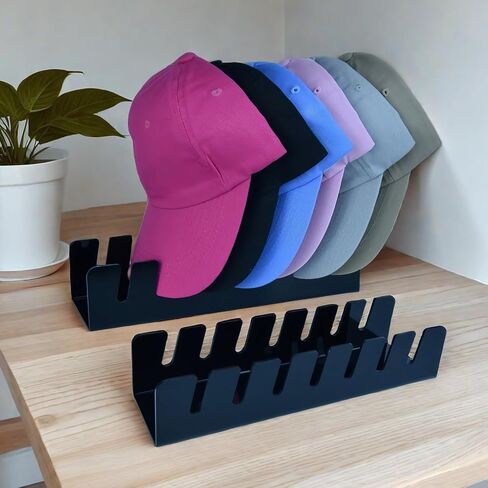Hat Stand for Baseball Caps,Acrylic Hat Organizer Display,No-Installation Hat Hanger,Hat Storage for Baseball Caps, 2 Pcs for 14 Baseball Caps Display and Organizer for Bedroom,Closet,Office (Black) in Saudi Arabia