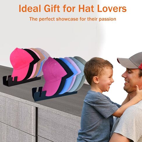 Hat Stand for Baseball Caps,Acrylic Hat Organizer Display,No-Installation Hat Hanger,Hat Storage for Baseball Caps, 2 Pcs for 14 Baseball Caps Display and Organizer for Bedroom,Closet,Office (Black) in Saudi Arabia