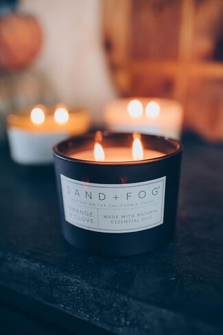 شمعة معطرة بالرمال والضباب - خشب الصندل والفانيليا - روائح وأحجام إضافية - فتيل خالٍ من الرصاص مصنوع من القطن بنسبة 100% - شموع فاخرة معطرة للهواء - ديكور منزلي مثالي - 12 أونصة in Kuwait