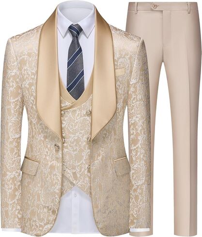Mens Tuxedo Suit Set 3 Piece Slim Fit Wedding Prom Suit Blazer Jacket Vest Pants in Saudi Arabia