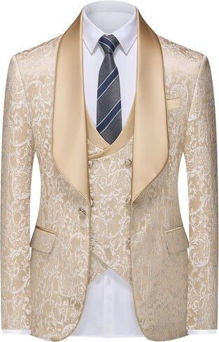 Mens Tuxedo Suit Set 3 Piece Slim Fit Wedding Prom Suit Blazer Jacket Vest Pants in Saudi Arabia
