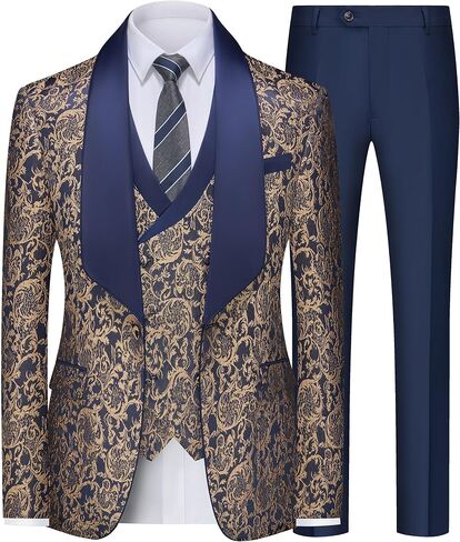 Mens Tuxedo Suit Set 3 Piece Slim Fit Wedding Prom Suit Blazer Jacket Vest Pants in Saudi Arabia