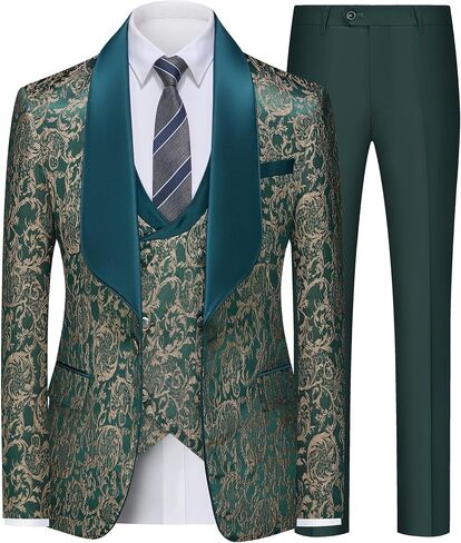 Mens Tuxedo Suit Set 3 Piece Slim Fit Wedding Prom Suit Blazer Jacket Vest Pants in Saudi Arabia