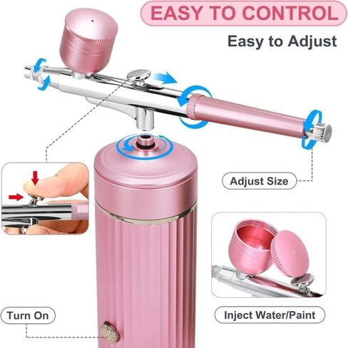 Aepto Airbrush for Nails Cordless Portable Airbrush Kit with Compressor 3 Levels 35 Psi High Pressure Rechargeable Air Brush Machine with 0.3mm Nozzle for Nail Art, Makeup, Painting, Cake Decor in Saudi Arabia