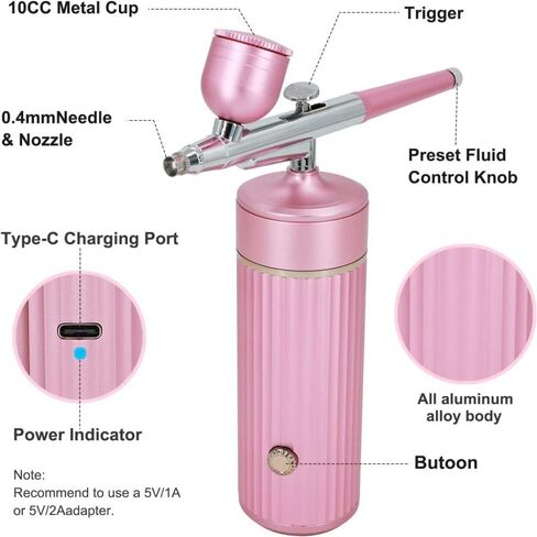 Aepto Airbrush for Nails Cordless Portable Airbrush Kit with Compressor 3 Levels 35 Psi High Pressure Rechargeable Air Brush Machine with 0.3mm Nozzle for Nail Art, Makeup, Painting, Cake Decor in Saudi Arabia