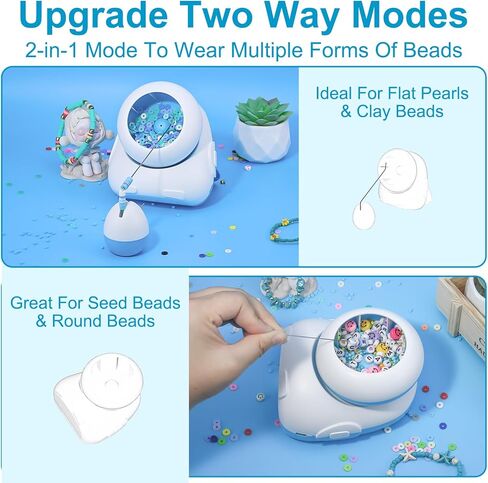 Pskfvre Electric Bead Spinner Cordless Clay Bead Spinner Rechargeable Sturdy Eye Beading Needle, Automatic Bead Spinner with Pony Beads for Bracelet Jewelry Necklaces Making, Gift Ideas for Girls in Kuwait