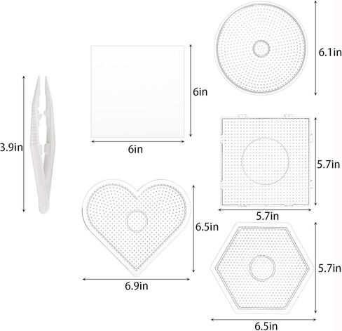 Suwimut 16 قطعة من ألواح خرز الصمامات 5 مم، لوحات خرز بلاستيكية شفافة كبيرة مع ملاقط خرز و10 ورق كي، مجموعة لوحات ربط خرز الصمامات للأطفال DIY خرز حرفي، 4 أشكال in Kuwait