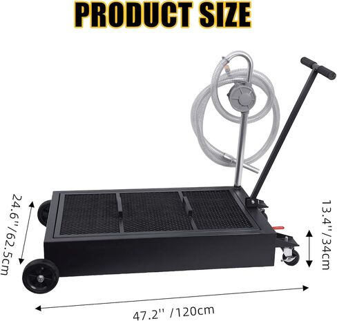 Oil Drain Pan, 20 Gallon Oil Drain Pan with Pump, 76L Foldable Low Profile Oil Drain Pan with Hose, Large Capacity Oil Change Pan Heavy Duty, Rolling Oil Drain Cart for Trucks, Buses, RVs in Saudi Arabia