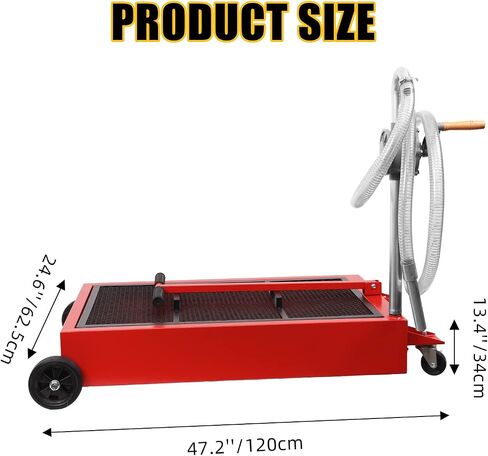 Oil Drain Pan, 20 Gallon Oil Drain Pan with Pump, 76L Foldable Low Profile Oil Drain Pan with Hose, Large Capacity Oil Change Pan Heavy Duty, Rolling Oil Drain Cart for Trucks, Buses, RVs in Saudi Arabia