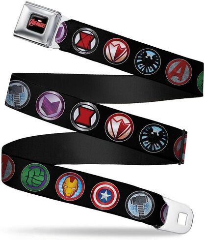 Buckle-Down Seatbelt Belt - 9-Avenger Icons Black/Multi Color - 1.5" Wide - 32-52 Inches in Length in Saudi Arabia