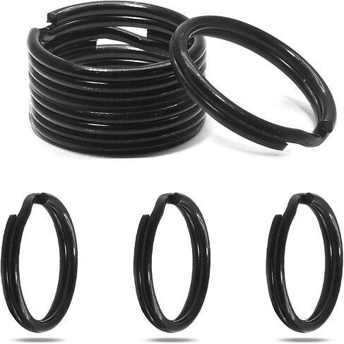 Waziaqoc 50PCS Split Rings, 15mm/0.59 Inch Round Ring Key Chain Rings Small Jump Rings for Hanging Keys DIY Crafts, Black in Kuwait