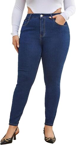 Plus Size Skinny Jeans for Women High Waist Pencil Women Jeans Curvy High Waist Stretchy Denim Pants for Women in Saudi Arabia