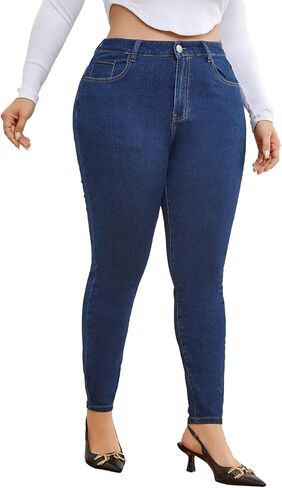 Plus Size Skinny Jeans for Women High Waist Pencil Women Jeans Curvy High Waist Stretchy Denim Pants for Women in Saudi Arabia