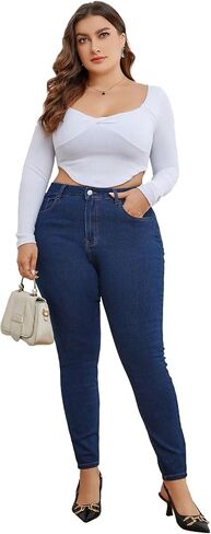 Plus Size Skinny Jeans for Women High Waist Pencil Women Jeans Curvy High Waist Stretchy Denim Pants for Women in Saudi Arabia