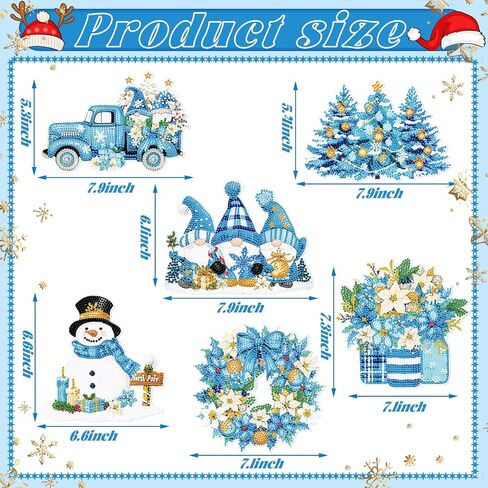 Chiisong 6 Pcs Winter Diamond Painting Glow in The Dark Diamond Art Painting Kits Snowman Truck Wreath Vase Gnome Xmas Tree Diamond Painting Hanging Ornaments for DIY Winter Holiday Decoration Gift in Saudi Arabia