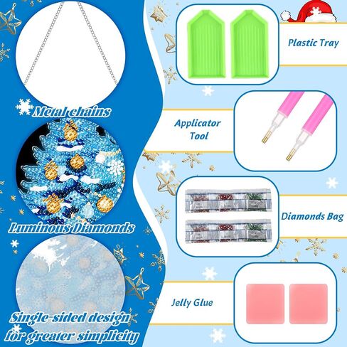 Chiisong 6 Pcs Winter Diamond Painting Glow in The Dark Diamond Art Painting Kits Snowman Truck Wreath Vase Gnome Xmas Tree Diamond Painting Hanging Ornaments for DIY Winter Holiday Decoration Gift in Saudi Arabia