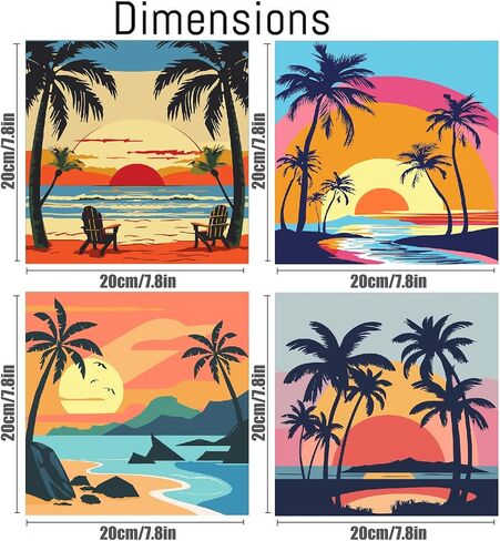 cdjlddww 4 Pack Paint by Numbers Kit for Adults Framed, Scenery Easy Paint by Number Kits for Beginner with Frame, Acrylic Scenery Paint by Number Kits on Canvas with Exquisite Packaging 8x8 inch in Saudi Arabia