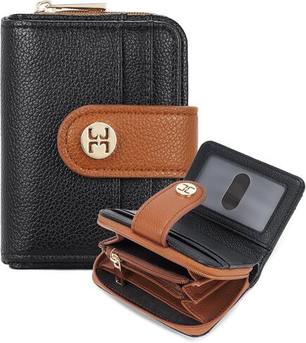 Telena Small Wallet Women RFID Blocking Bifold Card Holder Leather Wallets with Zipper Coin Pocket Beige Brown in Kuwait