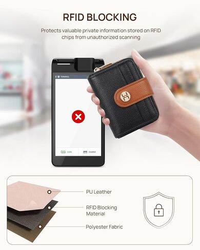 Telena Small Wallet Women RFID Blocking Bifold Card Holder Leather Wallets with Zipper Coin Pocket Beige Brown in Kuwait