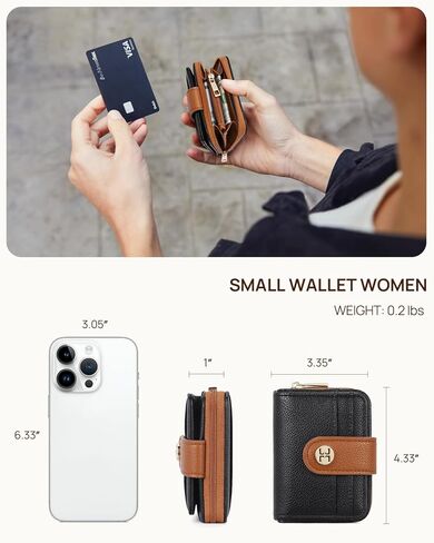 Telena Small Wallet Women RFID Blocking Bifold Card Holder Leather Wallets with Zipper Coin Pocket Beige Brown in Kuwait