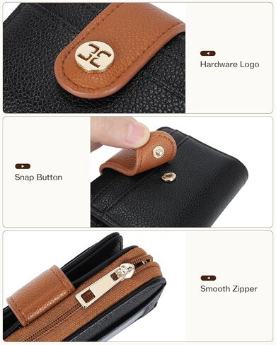 Telena Small Wallet Women RFID Blocking Bifold Card Holder Leather Wallets with Zipper Coin Pocket Beige Brown in Kuwait