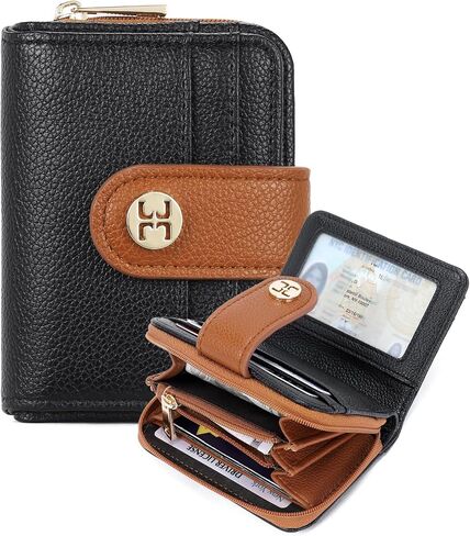 Telena Small Wallet Women RFID Blocking Bifold Card Holder Leather Wallets with Zipper Coin Pocket Beige Brown in Kuwait