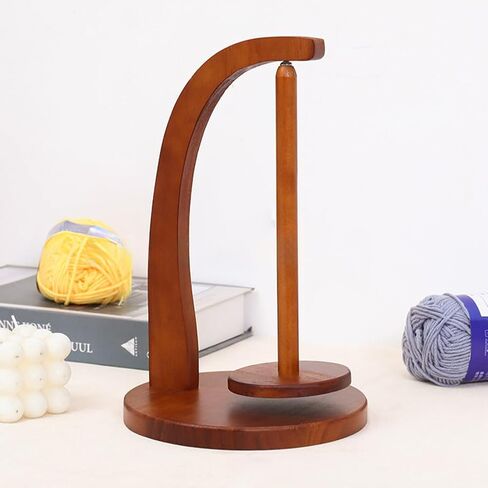 Yarn Holder for Knitting and Crocheting, Wooden Yarn Spinner with Magnetic Metal Twirling Mechanism and Anti-Slip Pads, Yarn Spindle Dispenser, Gift for Knitting Crochet Lovers(Natural Wood) in Saudi Arabia