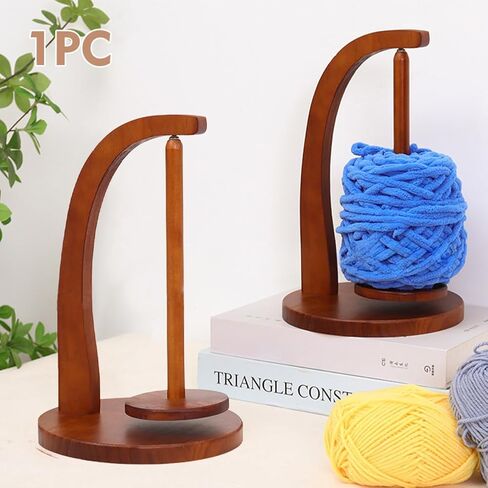 Yarn Holder for Knitting and Crocheting, Wooden Yarn Spinner with Magnetic Metal Twirling Mechanism and Anti-Slip Pads, Yarn Spindle Dispenser, Gift for Knitting Crochet Lovers(Natural Wood) in Saudi Arabia