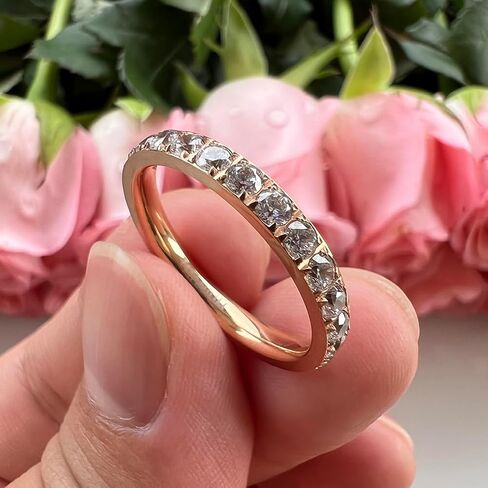 3mm Silver/Black/Gold/Rose Gold Stackable Titanium Rings for Women Cubic Zirconia Engagement Promise Eternity Wedding Bands Comfort Fit in Kuwait
