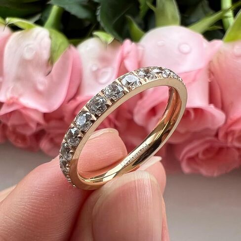 3mm Silver/Black/Gold/Rose Gold Stackable Titanium Rings for Women Cubic Zirconia Engagement Promise Eternity Wedding Bands Comfort Fit in Kuwait