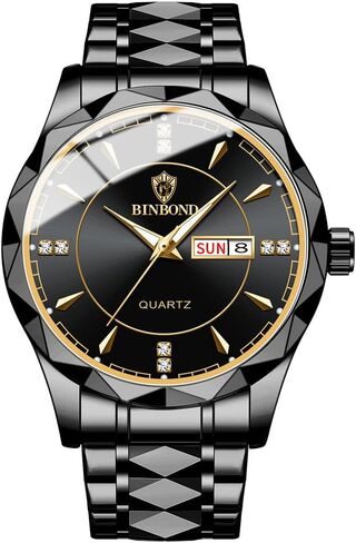 Valentines Couple Pair Watches Men and Women Luminous Calendar Waterproof Gold Silver Stainless Steel Quartz Watch Blue Face his and Hers Watches Set Lovers Set of 2 in Kuwait