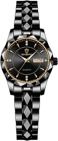 Valentines Couple Pair Watches Men and Women Luminous Calendar Waterproof Gold Silver Stainless Steel Quartz Watch Blue Face his and Hers Watches Set Lovers Set of 2 in Kuwait