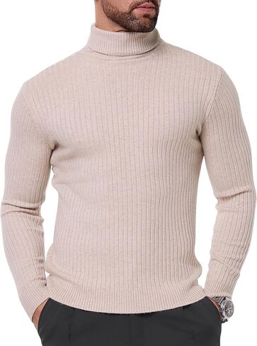 SILKWORLD Men's Slim Fit Turtleneck Sweater Pullover Sweaters with Twist Patterned Knitted Casual Thermal Sweaters in Saudi Arabia