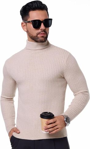 SILKWORLD Men's Slim Fit Turtleneck Sweater Pullover Sweaters with Twist Patterned Knitted Casual Thermal Sweaters in Saudi Arabia