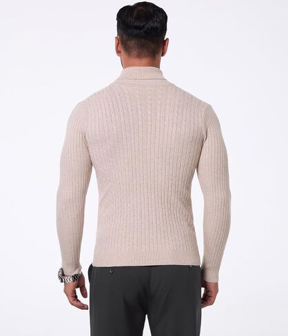 SILKWORLD Men's Slim Fit Turtleneck Sweater Pullover Sweaters with Twist Patterned Knitted Casual Thermal Sweaters in Saudi Arabia