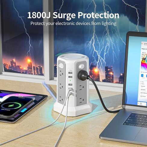 PASSUS Surge Protector Power Strip Tower 10FT (4A1C) with PD18W USB C Port in Kuwait