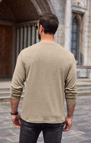 COOFANDY Men Long Sleeve T-Shirs Casual Basic Lightweight Fashion Shirts Soild Tees with Pockets in Kuwait