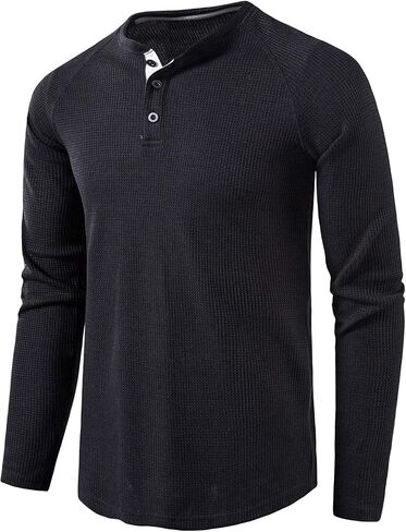 Men's Henley Shirts Fashion Long Sleeve Lightweight Button T Shirts in Saudi Arabia
