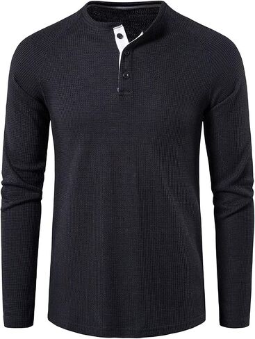 Men's Henley Shirts Fashion Long Sleeve Lightweight Button T Shirts in Saudi Arabia