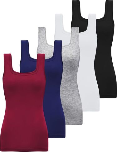 BQTQ 5 Pack Womens Square Neck Tank Tops Sleeveless Ladies Tank Top Undershirts in Saudi Arabia