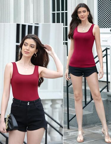 BQTQ 5 Pack Womens Square Neck Tank Tops Sleeveless Ladies Tank Top Undershirts in Saudi Arabia
