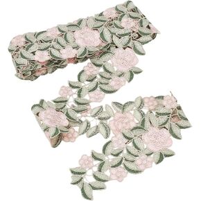 NBEADS 5Yards Flower Embroidery Lace Trim, Ethnic Style Applique Lace Edge Craft Lace Trim 3 inch Polyester Lace Ribbons for Dress Wedding Bridal DIY Sewing Decoration, Misty Rose