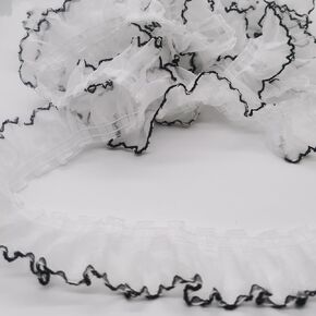 6 Yards Trim Pleated Chiffon Ruffled Pleated Lace Fabric Trim White Ruffled Pleated Lace Fabric Trim for Clothing Decorating Home Decorating Crafts Decorating