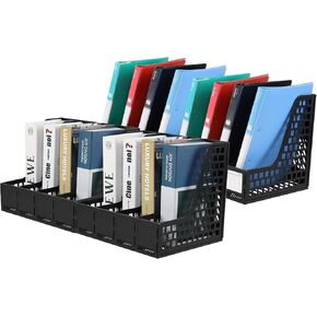 4 Packs Plastic Desk Organizer File Folder, 4 Compartment Desktop Magazine Holder, Office File Sorter Rack, Vertical File Dividers